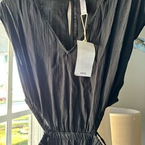 Mango Black Textured Dress